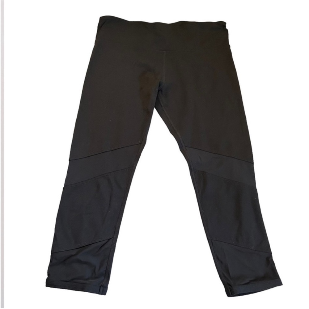 Lorna Jane Feel The Heat Black Mesh Panel Cropped 7/8 Leggings Yoga Active Small
